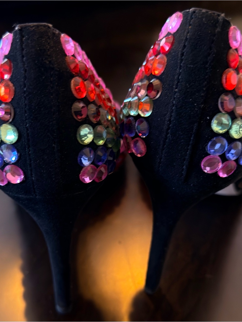 Jessica Simpson Multicolor Crystal Pointed Toe Heels - Pink & Rainbow - Picture 8 of 8